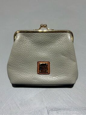 Dooney & Bourke Gray Large Framed Kisslock Leather Coin Purse